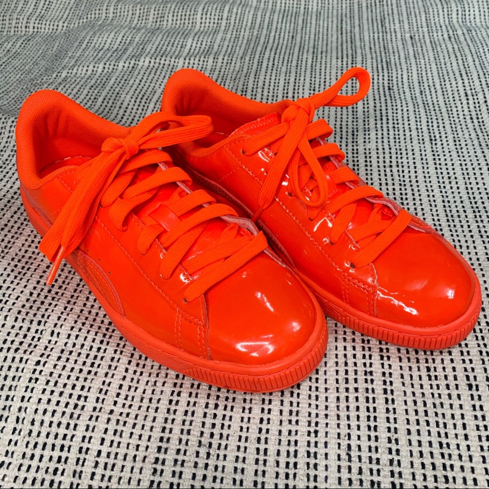 Limited Edition Puma Neon Coral Basket Sneakers